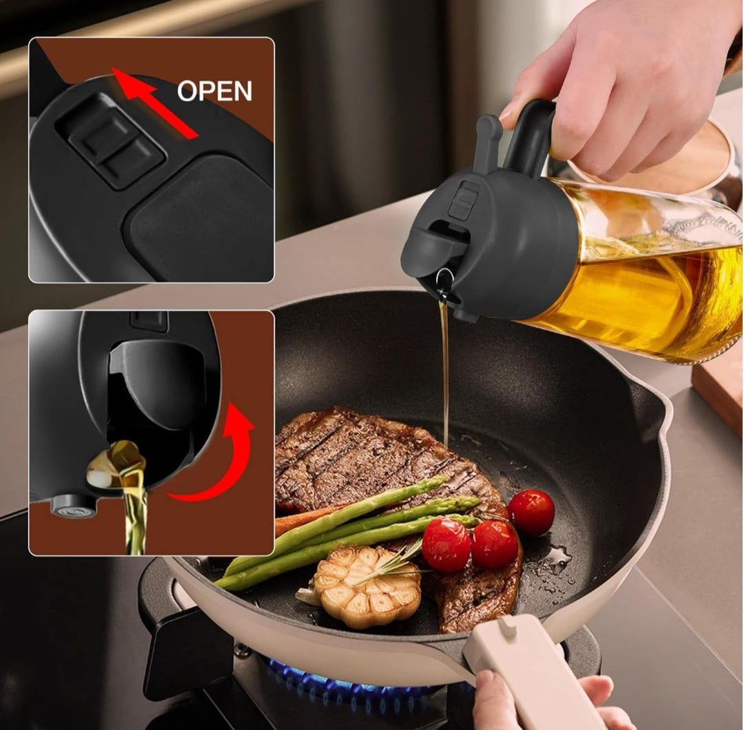 Oil Dispenser Bottle – Leak-Proof Glass Bottle for Kitchen Cooking & Salad Dressing