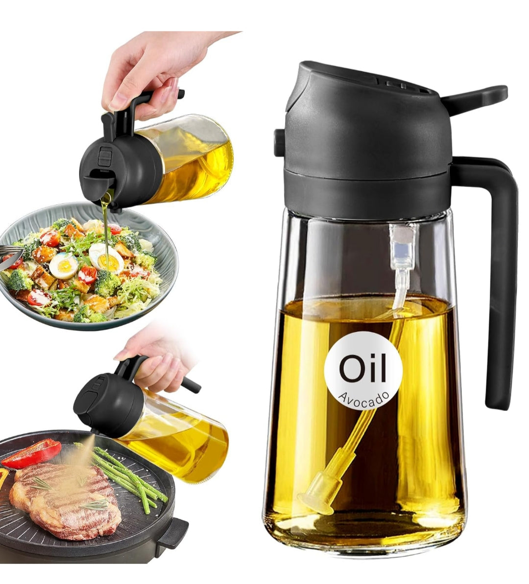 Oil Dispenser Bottle – Leak-Proof Glass Bottle for Kitchen Cooking & Salad Dressing
