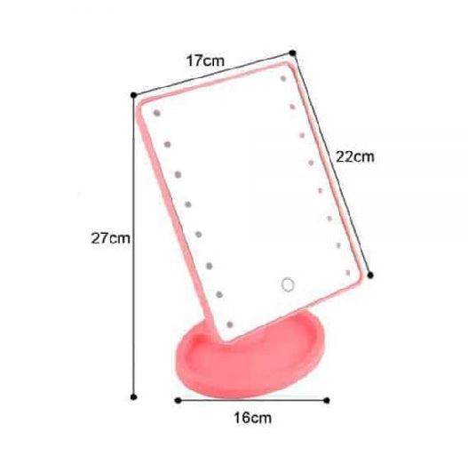 Large LED Makeup Mirror – Touch Screen, 360° Rotation, Bright Adjustable Light