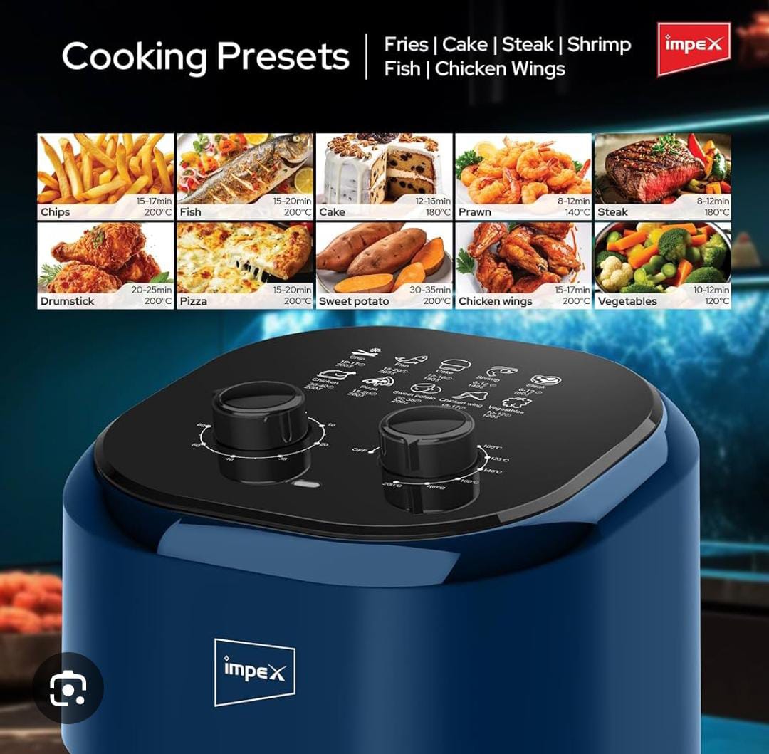 Impex 800W Compact Air Fryer – Oil-Free Healthy Cooking | Rapid Heat Circulation Technology