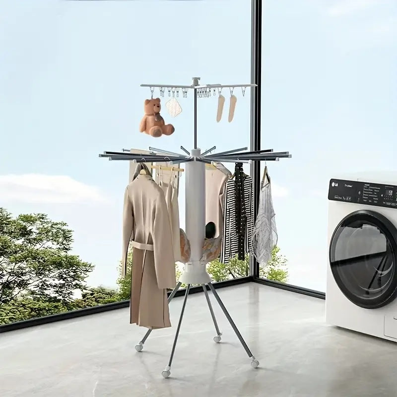 DAYONG Tripod Clothes Drying Rack – Aluminum Foldable Laundry Stand with 16 Rotatable Rods