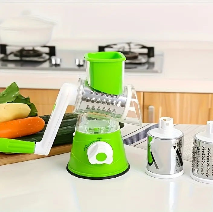 1 Set Multifunctional 3-in-1 Manual Cheese Grater – Handheld Rotary Vegetable Slicer & Shredder