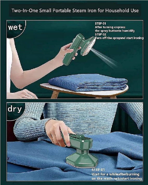 Electric Heating Steam Iron with Hidden Water Tank – Portable, Quick Heat-Up, Wrinkle Removal for Clothes & Fabrics