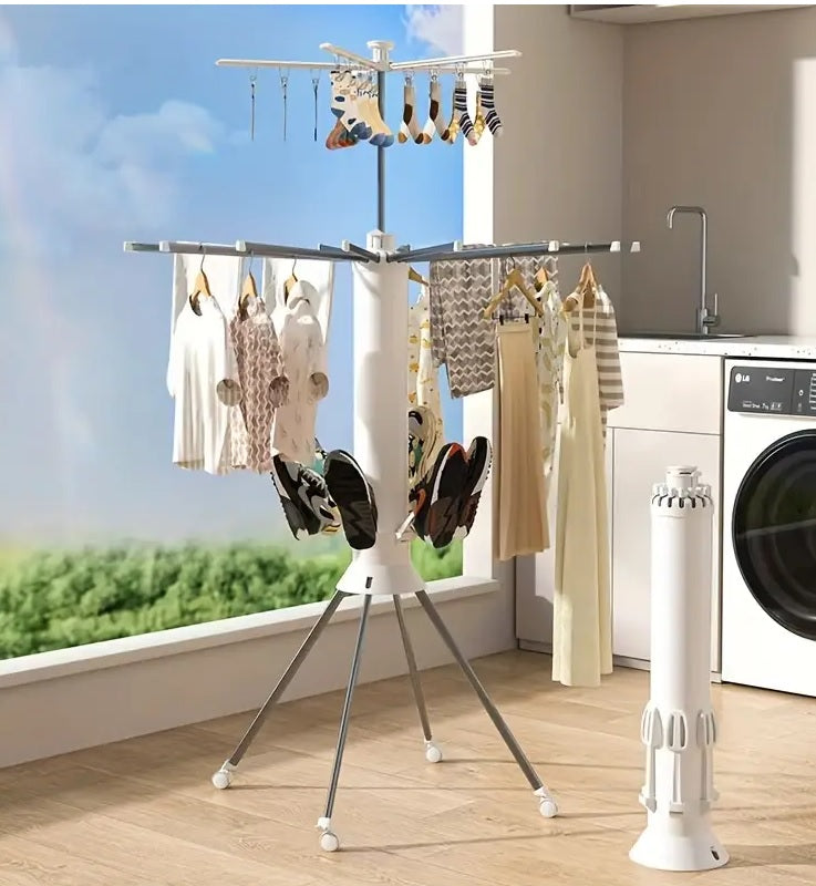 DAYONG Tripod Clothes Drying Rack – Aluminum Foldable Laundry Stand with 16 Rotatable Rods